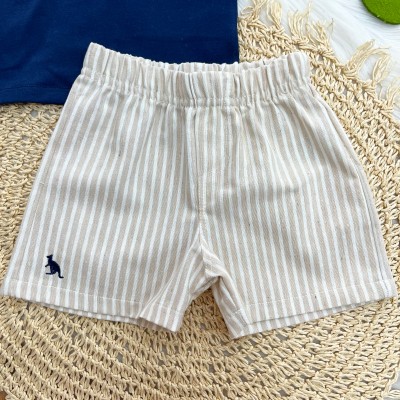 Conj Gola Polo Linho Marinho e Areia